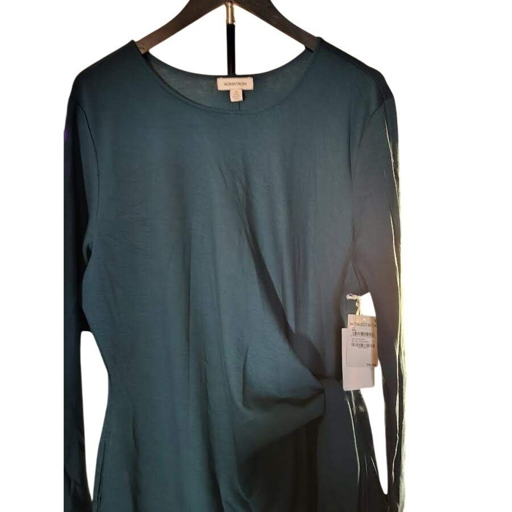 Nordstrom Blue‎ Ceramic Knit Twist Detail Long Sleeve Dress Women's 2X